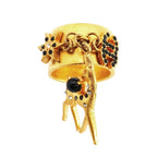 Chanel Ring CC Logo Bambi Gold Plated Rhinestone Black — view 2