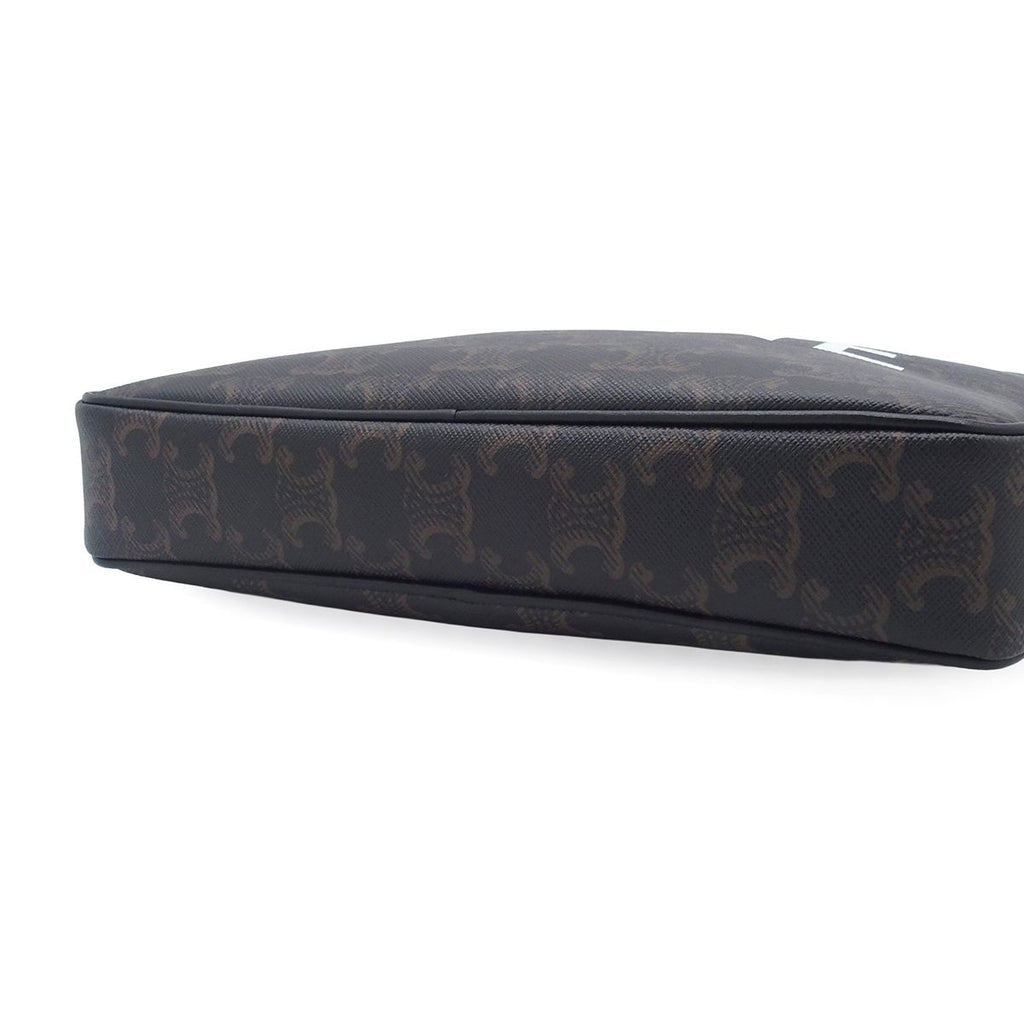 Celine Medium Messenger Bag Black Leather Triomphe Canvas Printed — view 3