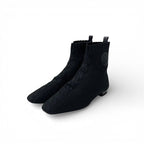 Hermes Duo Boots Short Shoes Fabric Black Knit Exlibris