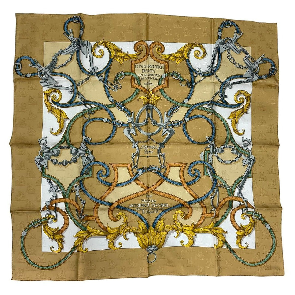 Hermes Scarf Carre 90 100% Silk L'instrvction DV Roy Imperial Science Horse — view 2