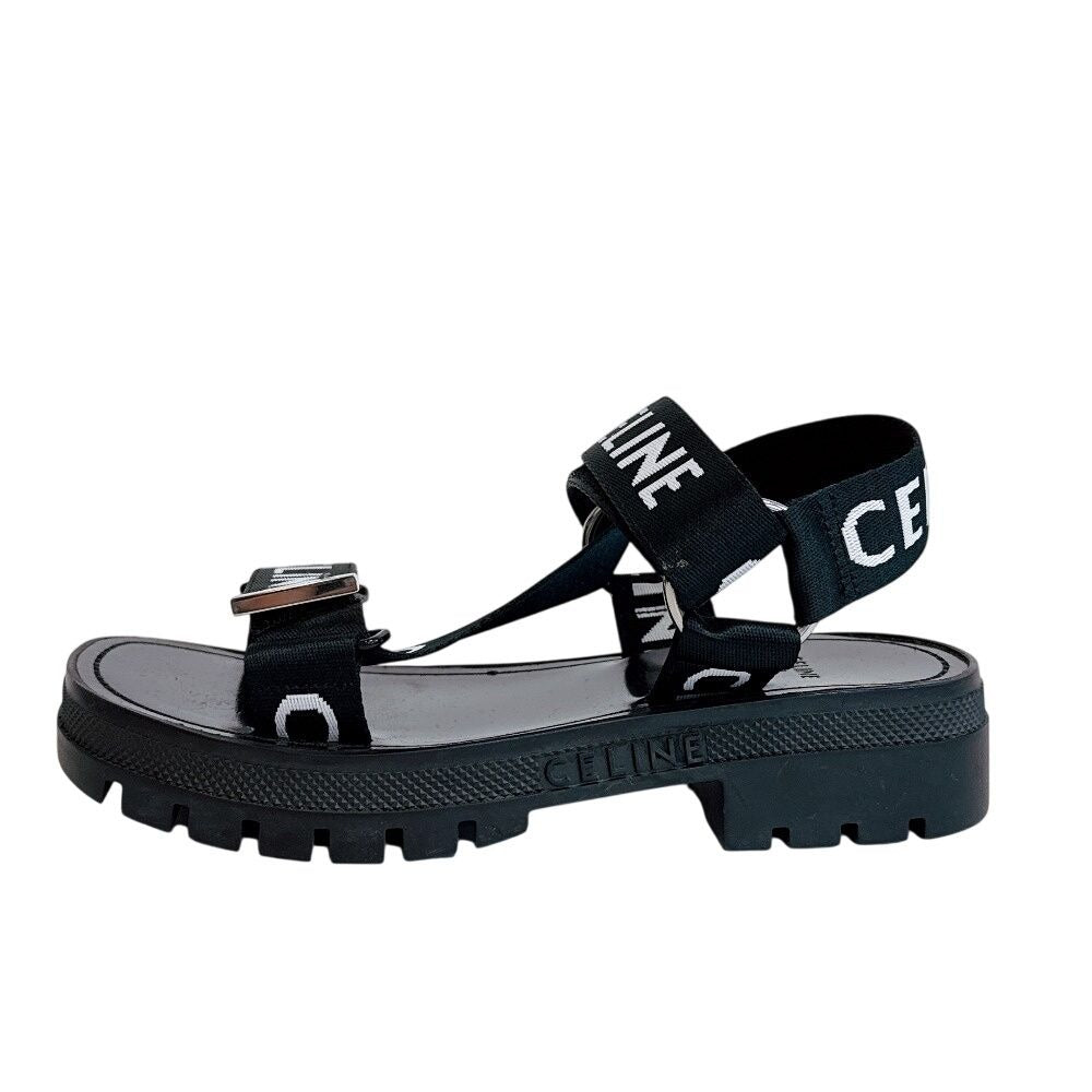 Celine Velcro Leo Strappy Fabric Sandals Black