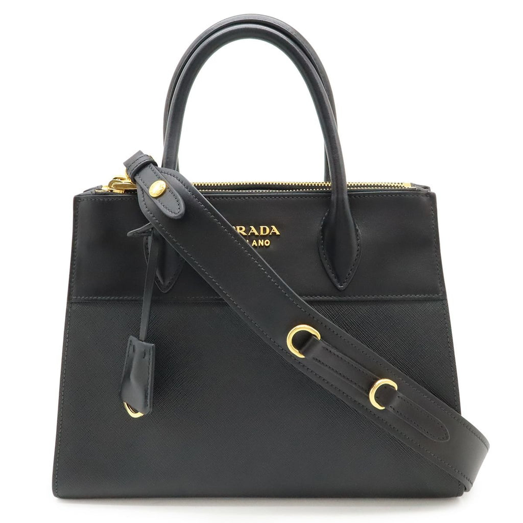 Prada Paradigm 2-Way Shoulder Bag Saffiano Leather Nero Black Gold