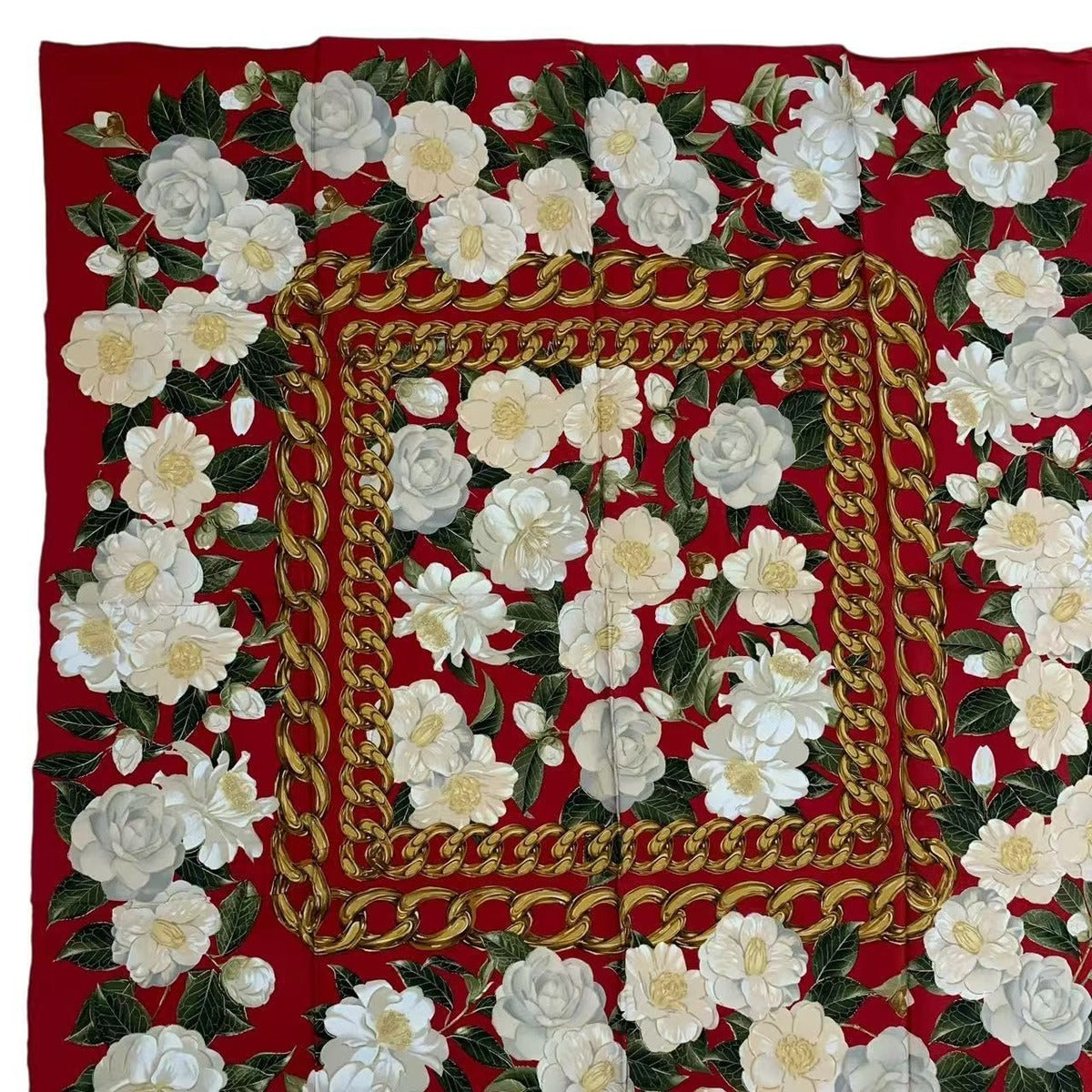 Chanel Scarf Silk Camellia Logo Red — view 3