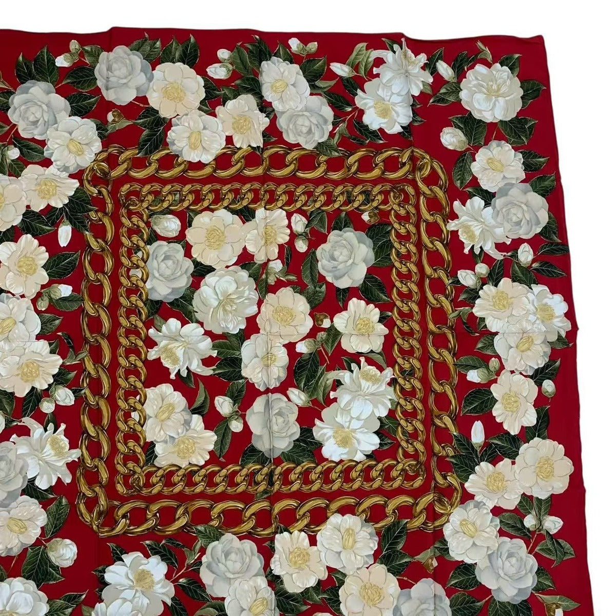 Chanel Scarf Silk Camellia Logo Red — view 4