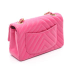 Chanel Shoulder Bag Chevron Stitch Mini 20 Fu Chien Pink Leather Chain — view 2