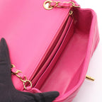 Chanel Shoulder Bag Chevron Stitch Mini 20 Fu Chien Pink Leather Chain — view 3