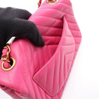 Chanel Shoulder Bag Chevron Stitch Mini 20 Fu Chien Pink Leather Chain — view 6