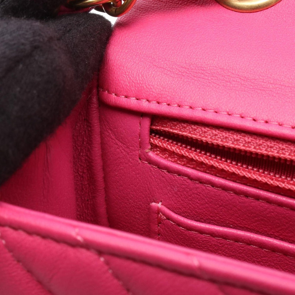 Chanel Shoulder Bag Chevron Stitch Mini 20 Fu Chien Pink Leather Chain — view 7