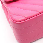 Chanel Shoulder Bag Chevron Stitch Mini 20 Fu Chien Pink Leather Chain — view 8