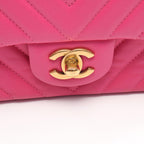 Chanel Shoulder Bag Chevron Stitch Mini 20 Fu Chien Pink Leather Chain — view 9