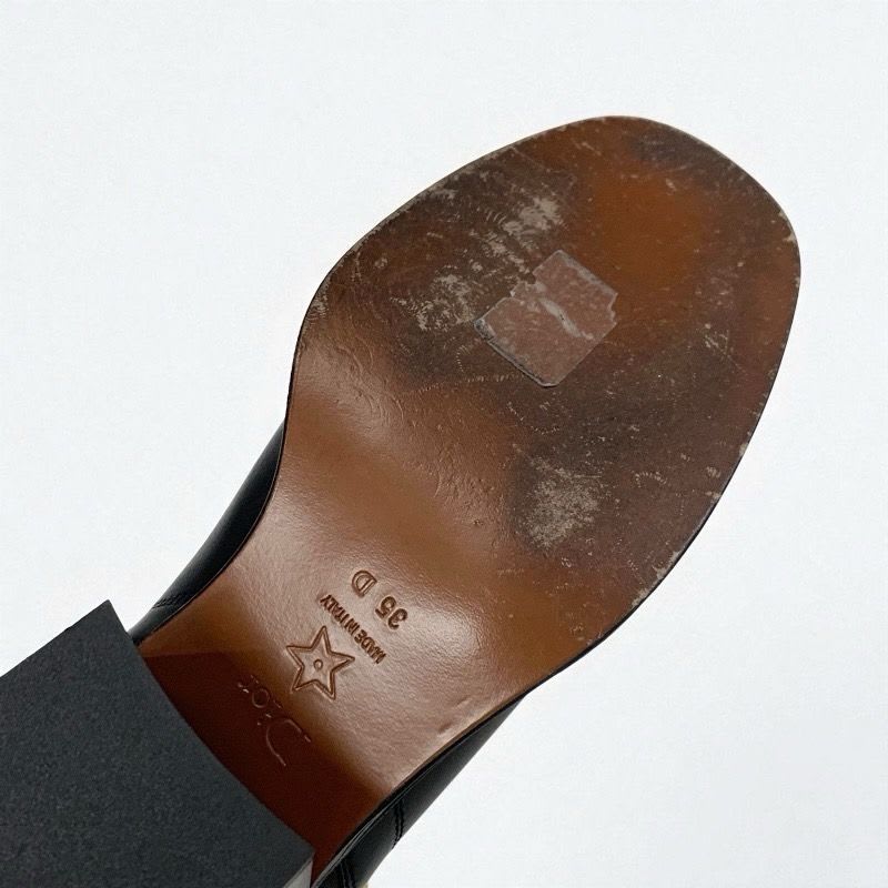 Christian Dior Empreinte Boots Short Shoes Leather Black Gold Belt Logo — view 9