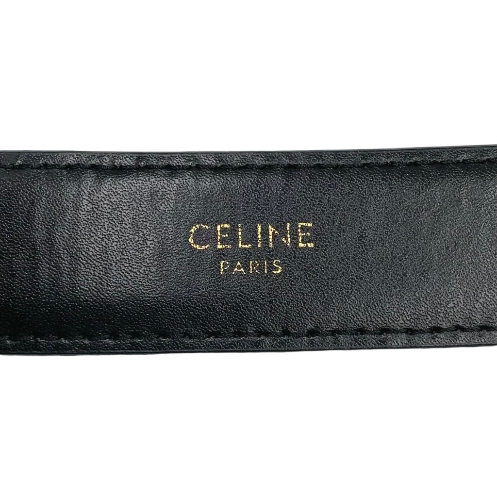 Celine Triomphe Leather Black Belt Gold — view 2