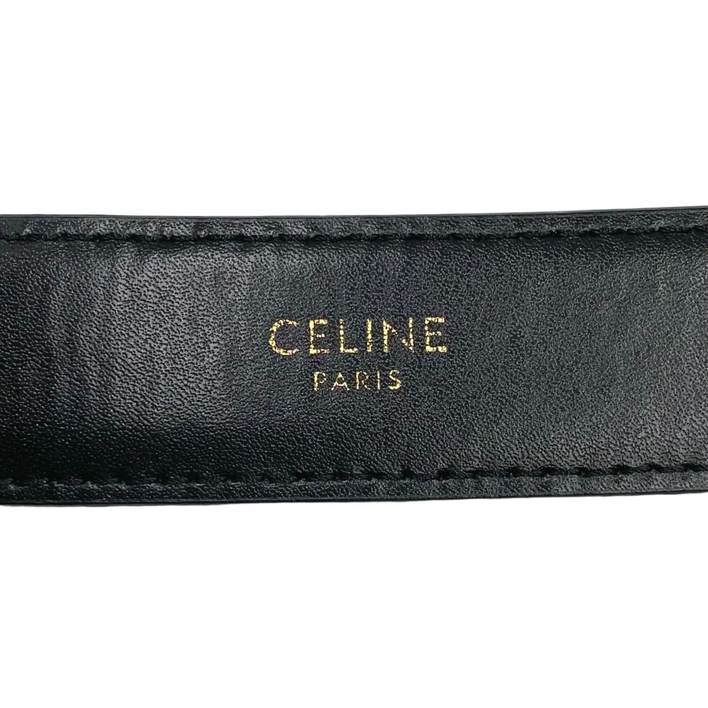 Celine Triomphe Leather Black Belt Gold — view 2