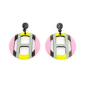 Hermes Earrings H Equipe Buffalo Horn Pair Multicolor Pink Gray Yellow