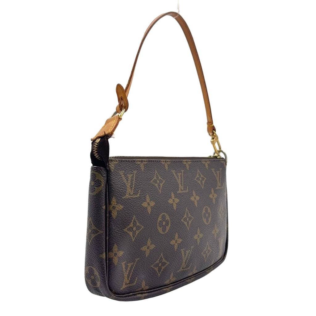 Louis Vuitton Pochette Monogram Leather Brown Light Handbag Gold — view 2