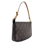 Louis Vuitton Pochette Monogram Leather Brown Light Handbag Gold — view 2