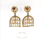 Chanel CC Logo Birdcage Vintage Swing Earrings 2 9 Gold — view 4