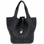 Hermes Handbag Picotin Lock MM Leather Black Silver