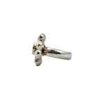 Chanel Aba913 No032 Metal & Strass Silver Gold Crystal Clover — view 4
