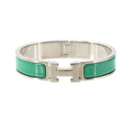 Hermes Clic PM Bangle Green Silver Bracelet