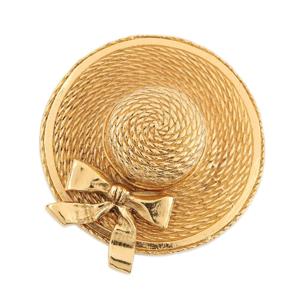 Chanel Brooch Straw Hat Motif Metal