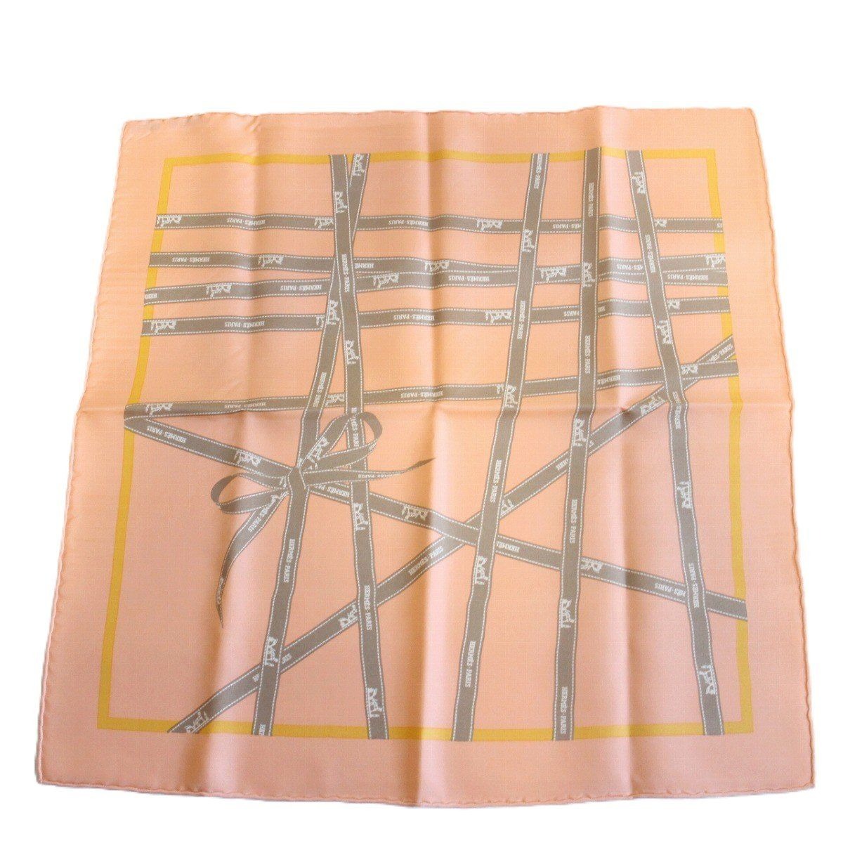 Hermes Carre 45 Scarf Gavroche Bolduc Ribbon Orange