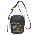 Fendi Calligraphy Studded Shoulder Bag Leather