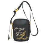 Fendi Calligraphy Studded Shoulder Bag Leather