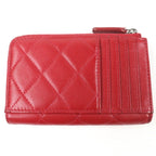 Chanel CC Logo Quilted Lambskin Fragment Case Coin Red Silver Handbag — view 3