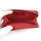 Chanel CC Logo Quilted Lambskin Fragment Case Coin Red Silver Handbag — view 6