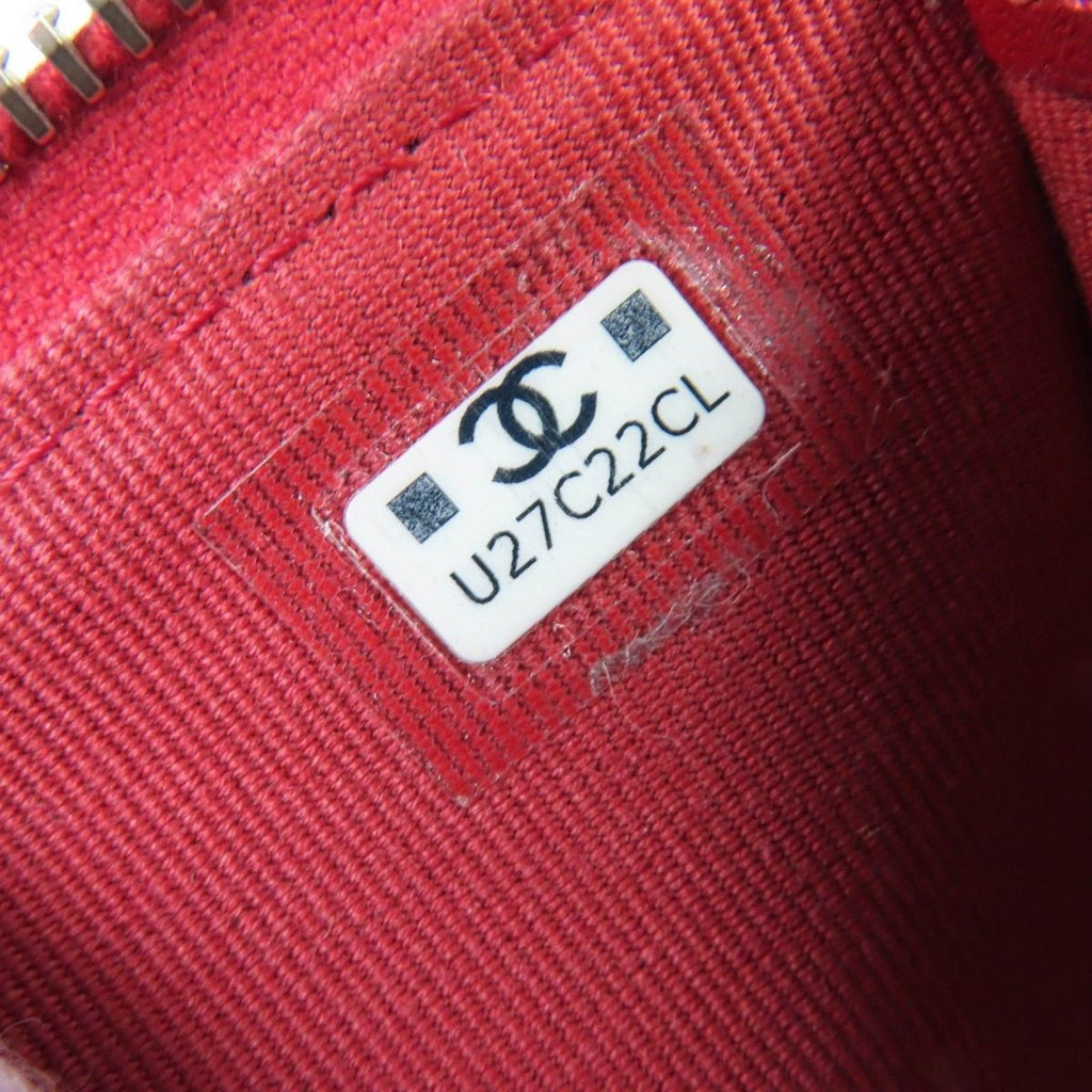 Chanel CC Logo Quilted Lambskin Fragment Case Coin Red Silver Handbag — view 9