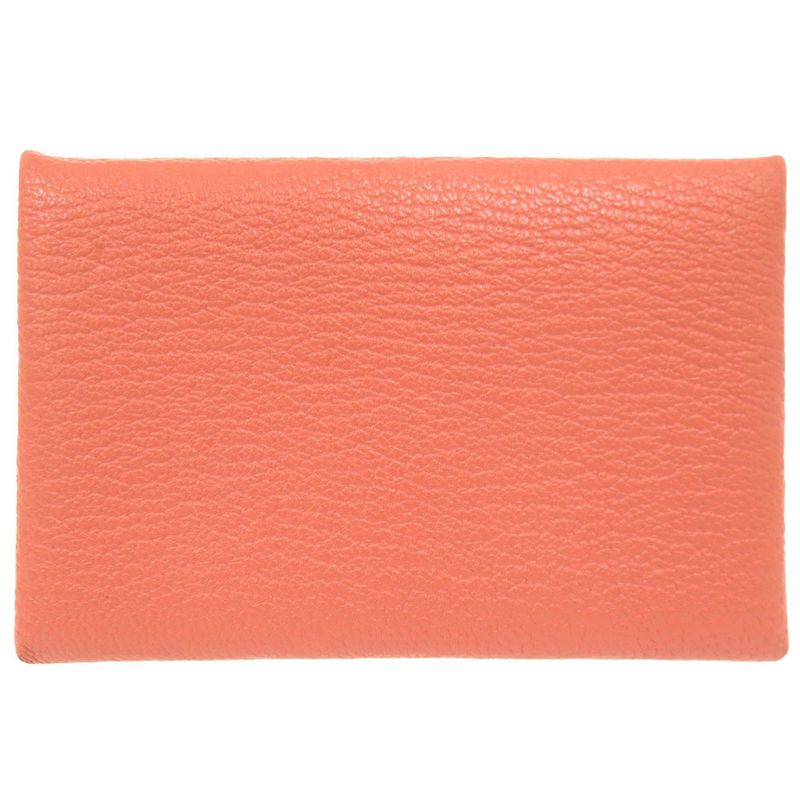 Hermes Calvi Chevre Flamingo Silver Hardware Coin Case Wallet 0783 — view 2