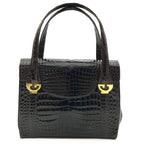 Gucci Croco Logo Vintage Hand Bag Brown — view 2