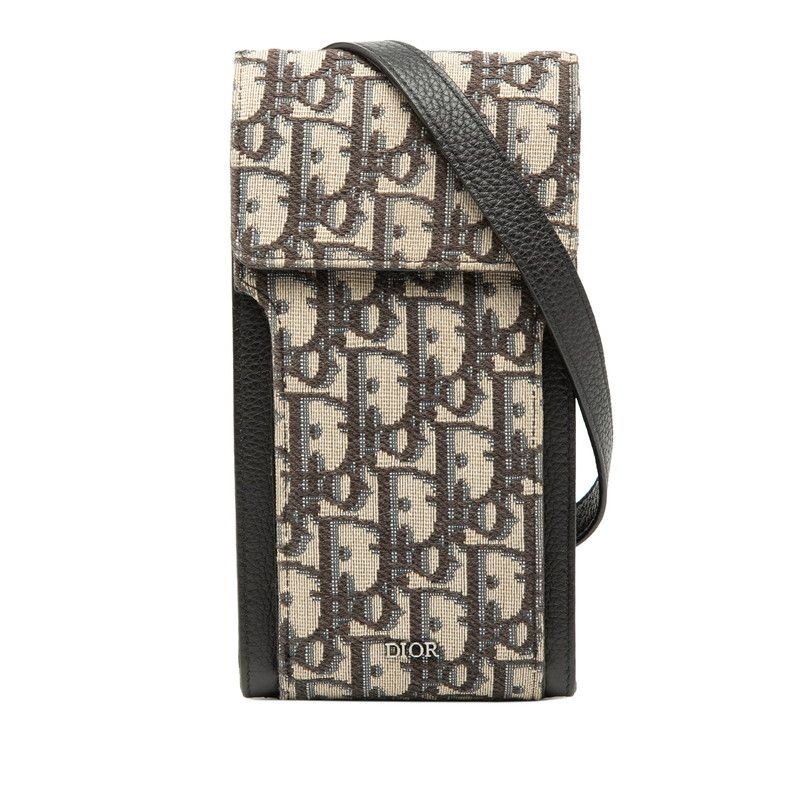 Dior Oblique Shoulder Bag Pochette Beige Navy Black Canvas Leather