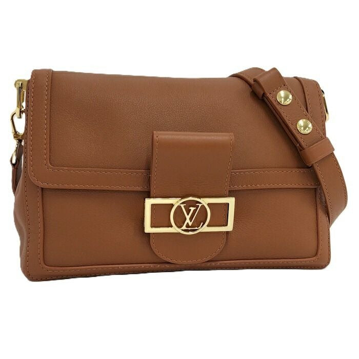 Louis Vuitton Shoulder Bag Dauphine Soft MM Cognac Calf Leather