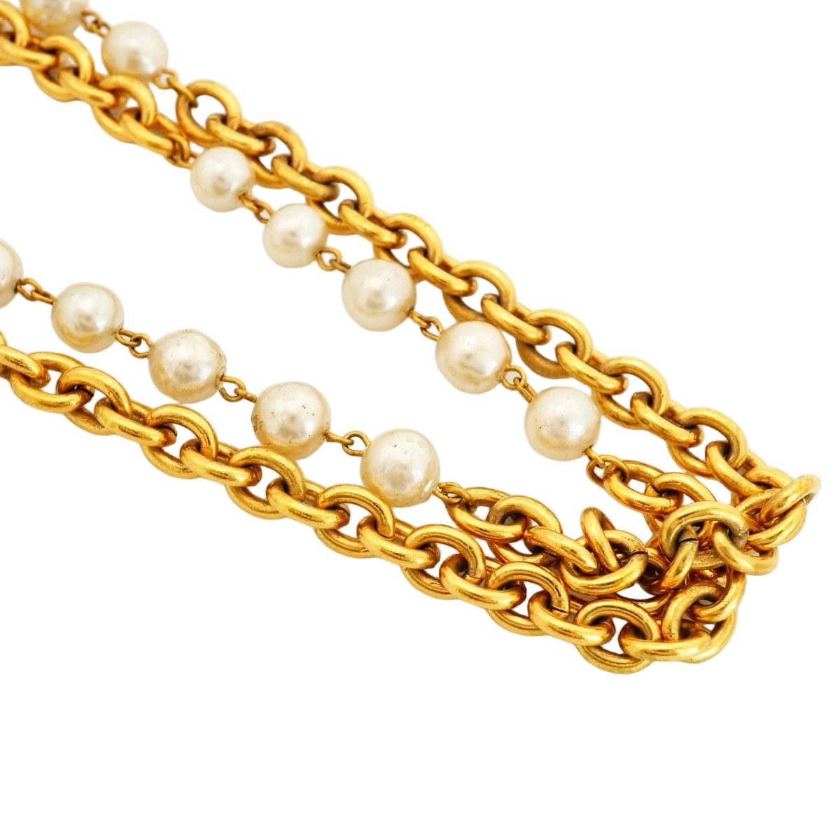 Chanel Necklace Vintage Gold Plated Faux Pearl — view 2