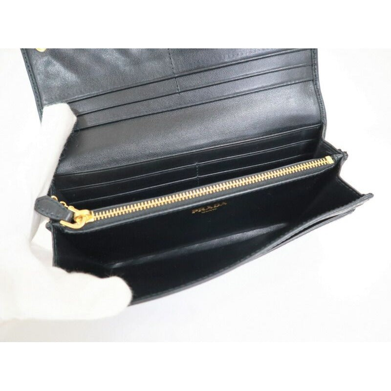 Prada Wallet Black Gold Leather — view 6