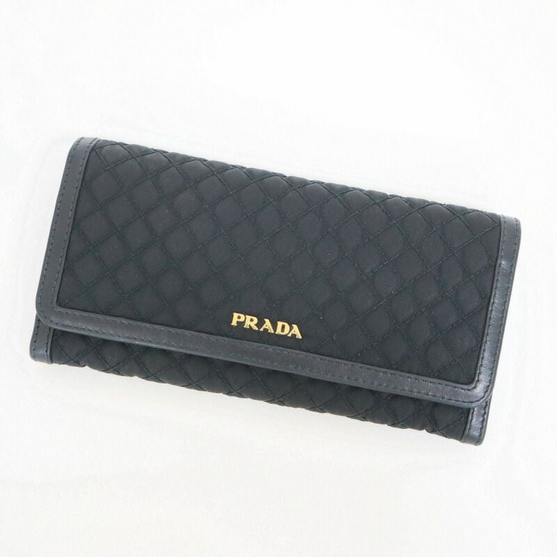Prada Wallet Black Gold Leather