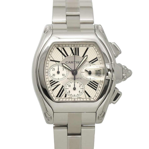 Cartier Roadster Chronograph Watch Date Silver Automatic Winding