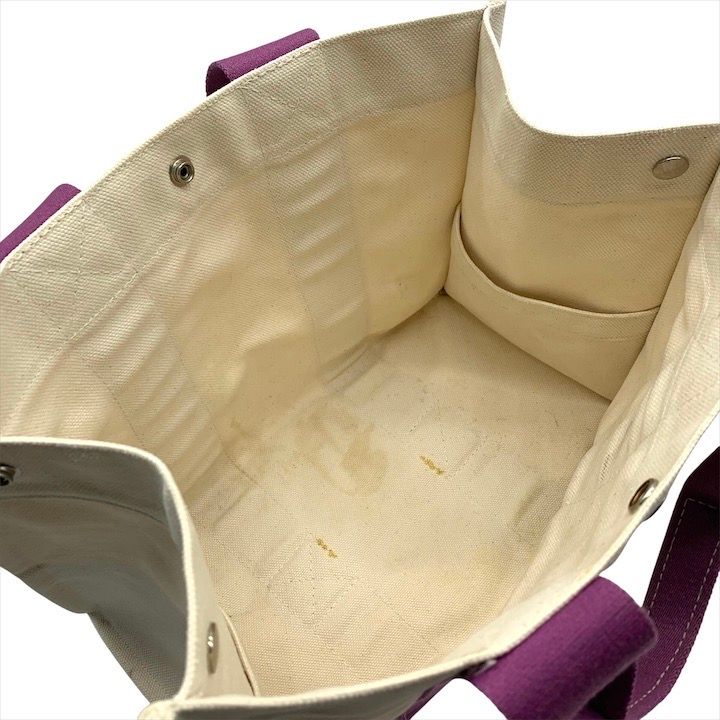 Hermes Bora Canvas Hand Tote White Purple — view 8