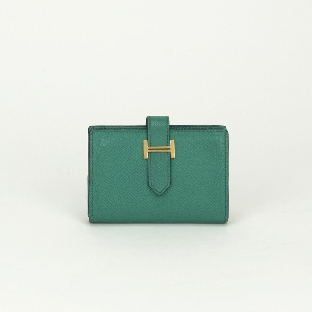 Hermes Bearn Mini Wallet with Coin Purse Bifold Mini Epsom Vertigo Vert Green