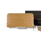Bottega Veneta Round Zippy Long Wallet Beige Maxi Intrecciato Leather Zip