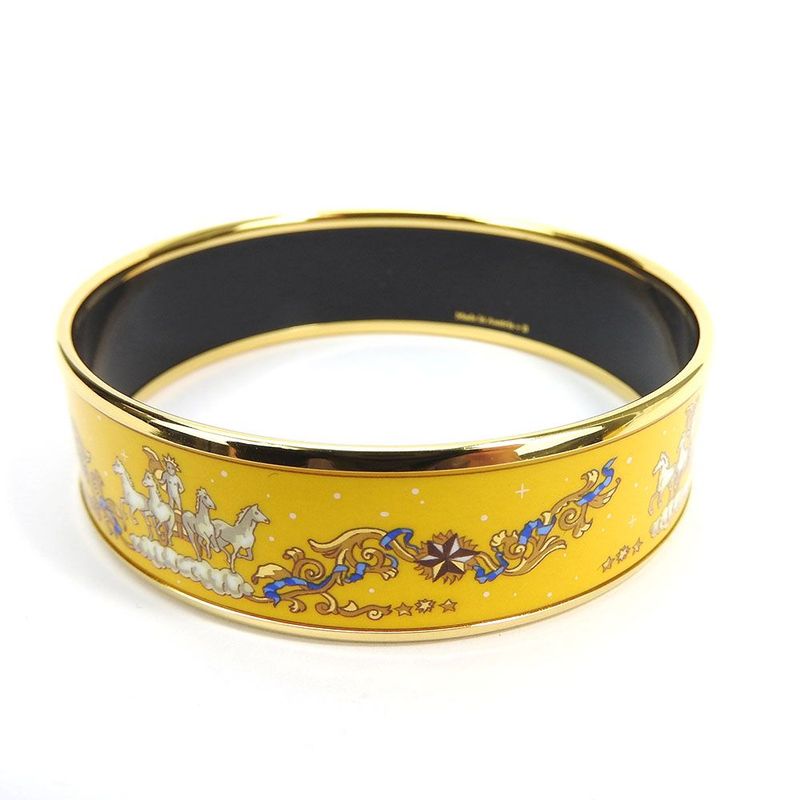 Hermes Emile Bangle Bracelet Accessory Jewelry Small Item Cloisonne Plated GP — view 3