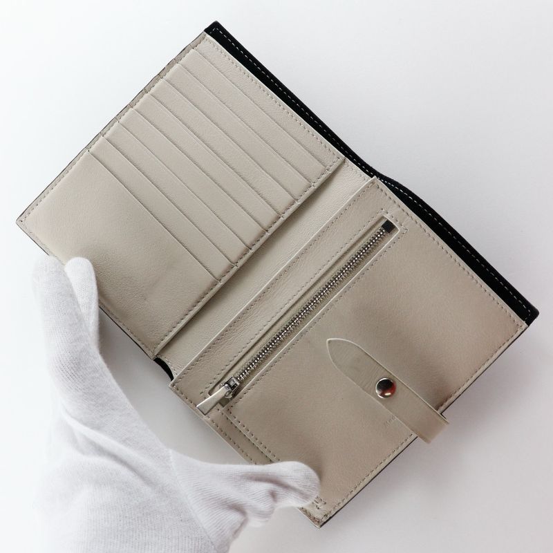 Celine Medium Strap Calf Black Beige Fold Wallet — view 6