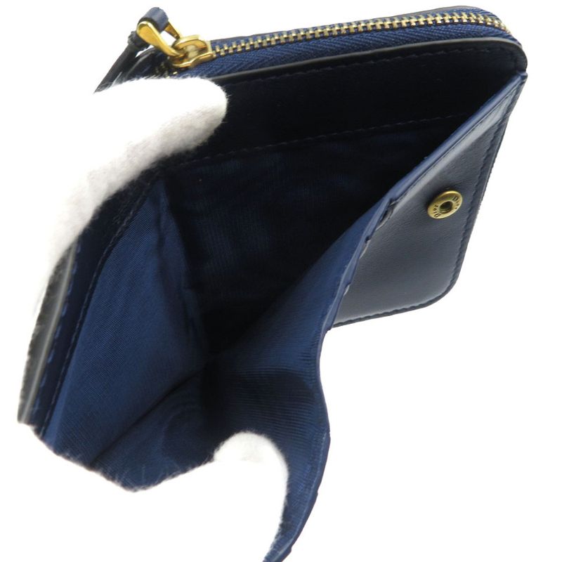 Christian Dior Bee Leather Gold Hardware Navy Blue Bifold Wallet 1128 — view 6