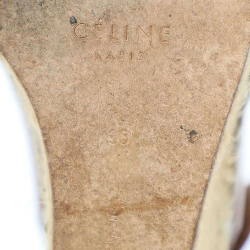Celine Espadrille Open Toe Leather Wedge Sole Sandals Cspc Brown 35 — view 6
