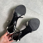 Chanel Pearl Coco Mark Ribbon Design Pumps Leather Patent Black White — view 7