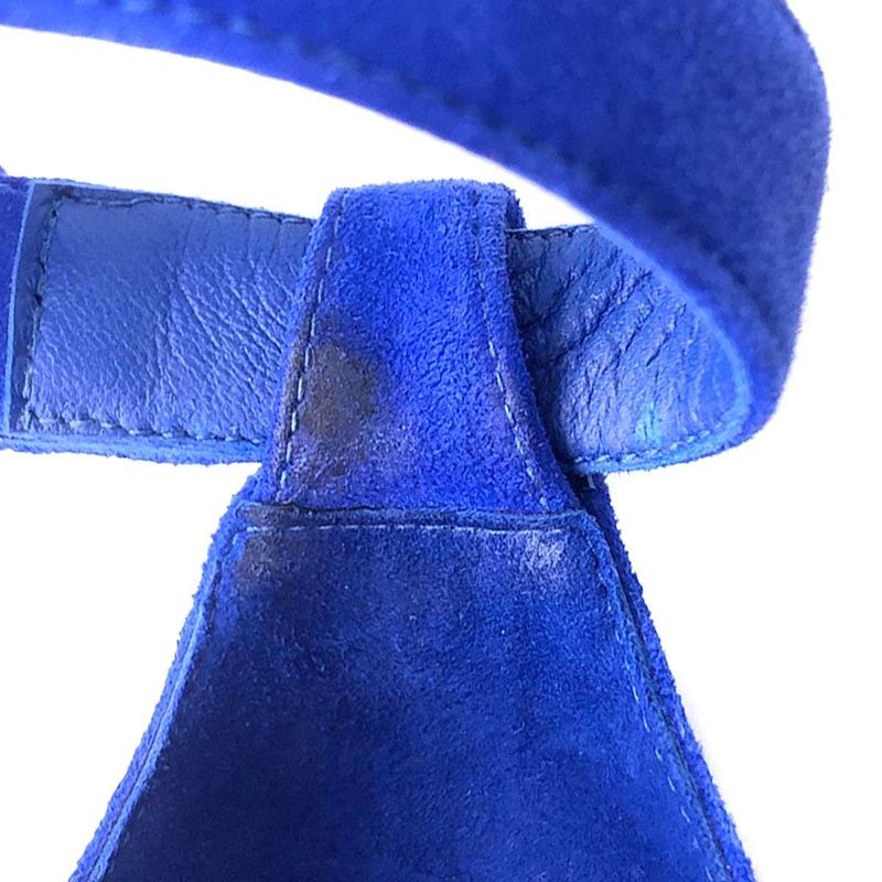 Hermes 24 SS Espadrille Elda Suede Leather Wedge Sole Sandals Blue 35 — view 8
