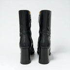 Gucci Boots Short Shoes Leather Black Gold Chain Belt — view 6