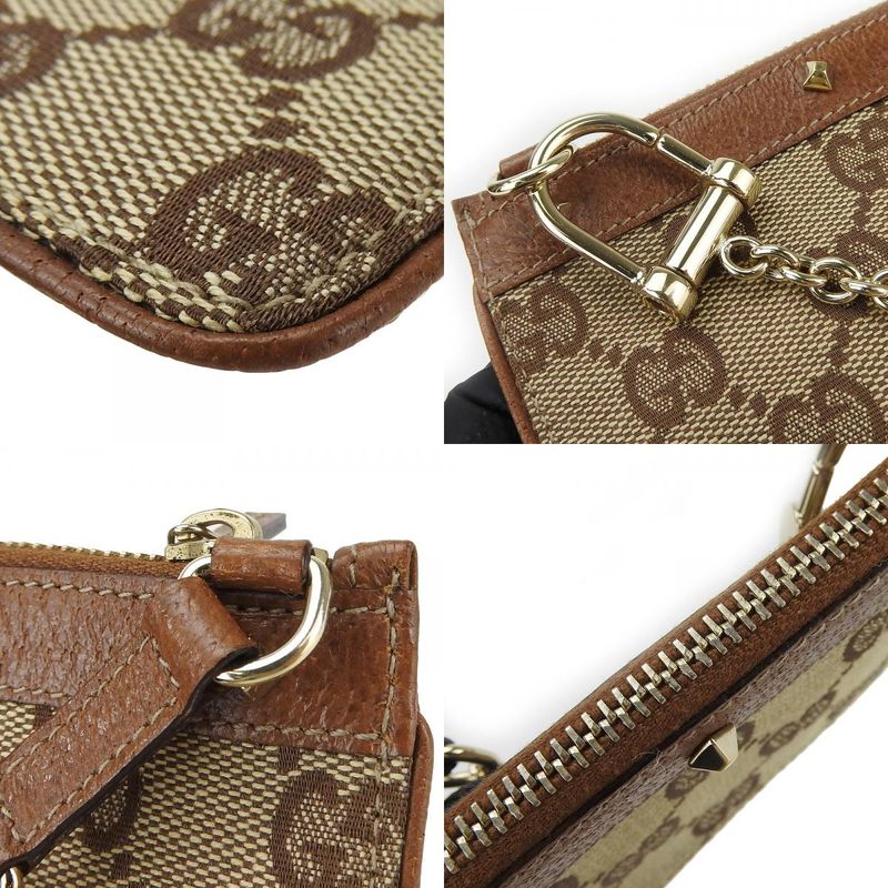 Gucci Coin Case GG Canvas Leather Brown Gold Hardware Everyday Use Small — view 7